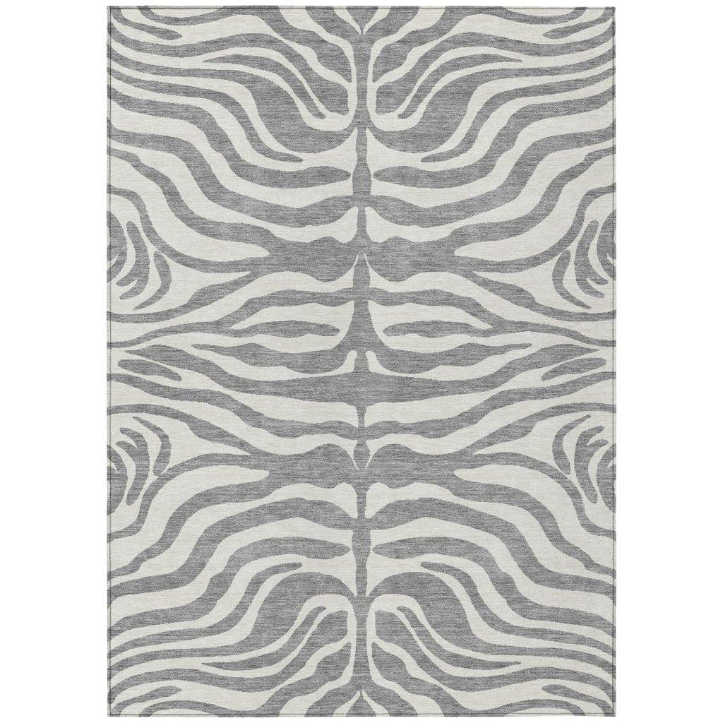 Solstice Gray Washable Indoor-Outdoor Rug-Outdoor Rugs-LOOMLAN Rugs-2'6" x 3'10"-LOOMLAN