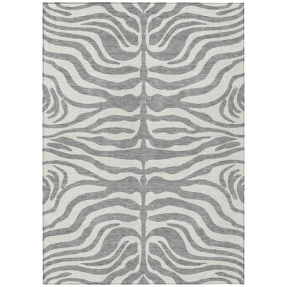 Solstice Gray Washable Indoor-Outdoor Rug-Outdoor Rugs-LOOMLAN Rugs-2'6" x 3'10"-LOOMLAN