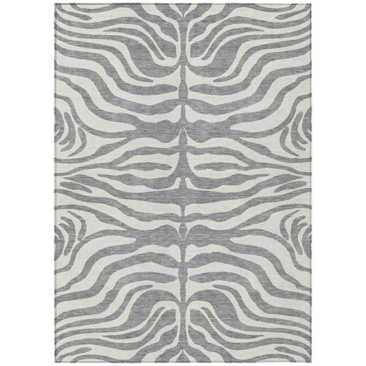 Solstice Gray Washable Indoor-Outdoor Rug-Outdoor Rugs-LOOMLAN Rugs-2'6" x 3'10"-LOOMLAN
