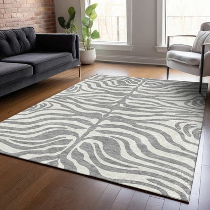 Solstice Gray Washable Indoor-Outdoor Rug-Outdoor Rugs-LOOMLAN Rugs-LOOMLAN