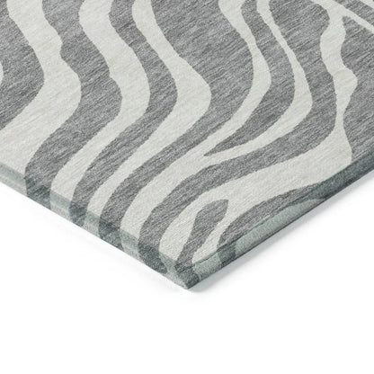 Solstice Gray Washable Indoor-Outdoor Rug-Outdoor Rugs-LOOMLAN Rugs-LOOMLAN