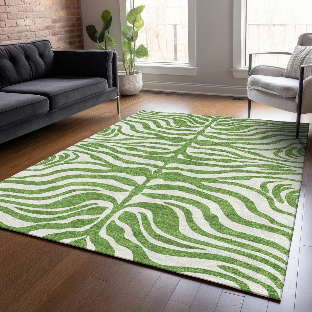 Solstice Green Washable Indoor-Outdoor Rug-Outdoor Rugs-LOOMLAN Rugs-LOOMLAN
