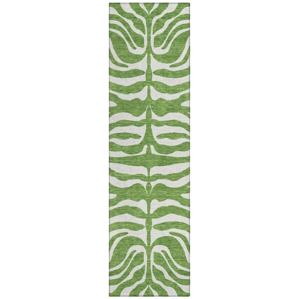 Solstice Green Washable Indoor-Outdoor Rug-Outdoor Rugs-LOOMLAN Rugs-2'3" x 7'6"-LOOMLAN