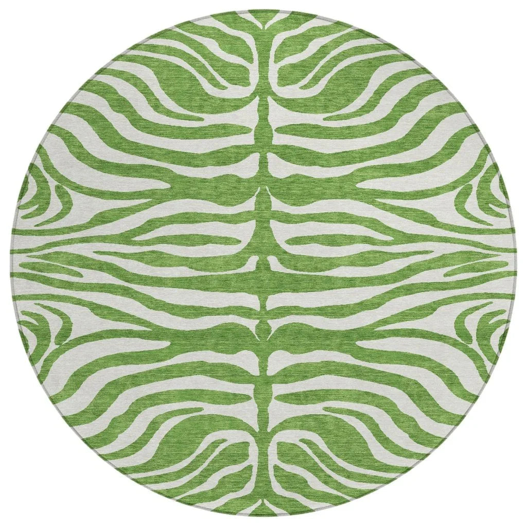 Solstice Green Washable Indoor-Outdoor Rug-Outdoor Rugs-LOOMLAN Rugs-8' x 8'-LOOMLAN