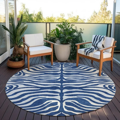 Solstice Navy Washable Indoor-Outdoor Rug-Outdoor Rugs-LOOMLAN Rugs-LOOMLAN