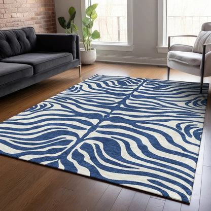 Solstice Navy Washable Indoor-Outdoor Rug-Outdoor Rugs-LOOMLAN Rugs-LOOMLAN
