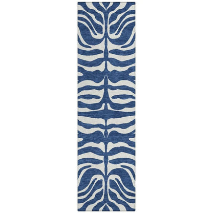 Solstice Navy Washable Indoor-Outdoor Rug-Outdoor Rugs-LOOMLAN Rugs-2'3" x 7'6"-LOOMLAN