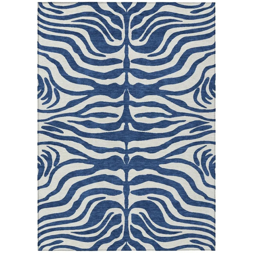Solstice Navy Washable Indoor-Outdoor Rug-Outdoor Rugs-LOOMLAN Rugs-2'6" x 3'10"-LOOMLAN