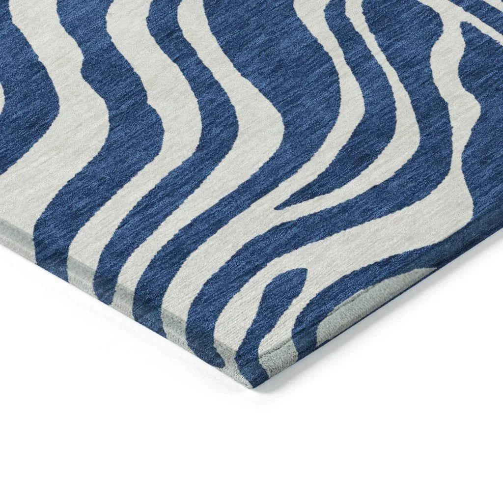 Solstice Navy Washable Indoor-Outdoor Rug-Outdoor Rugs-LOOMLAN Rugs-LOOMLAN
