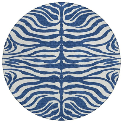 Solstice Navy Washable Indoor-Outdoor Rug-Outdoor Rugs-LOOMLAN Rugs-8' x 8'-LOOMLAN