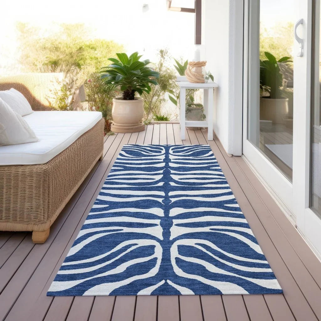 Solstice Navy Washable Indoor-Outdoor Rug-Outdoor Rugs-LOOMLAN Rugs-LOOMLAN