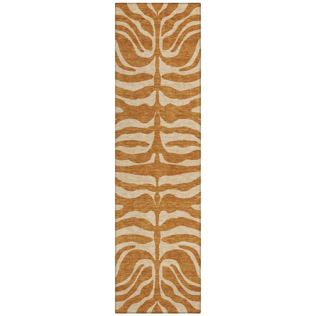 Solstice Orange Washable Indoor-Outdoor Rug-Outdoor Rugs-LOOMLAN Rugs-2'3" x 7'6"-LOOMLAN