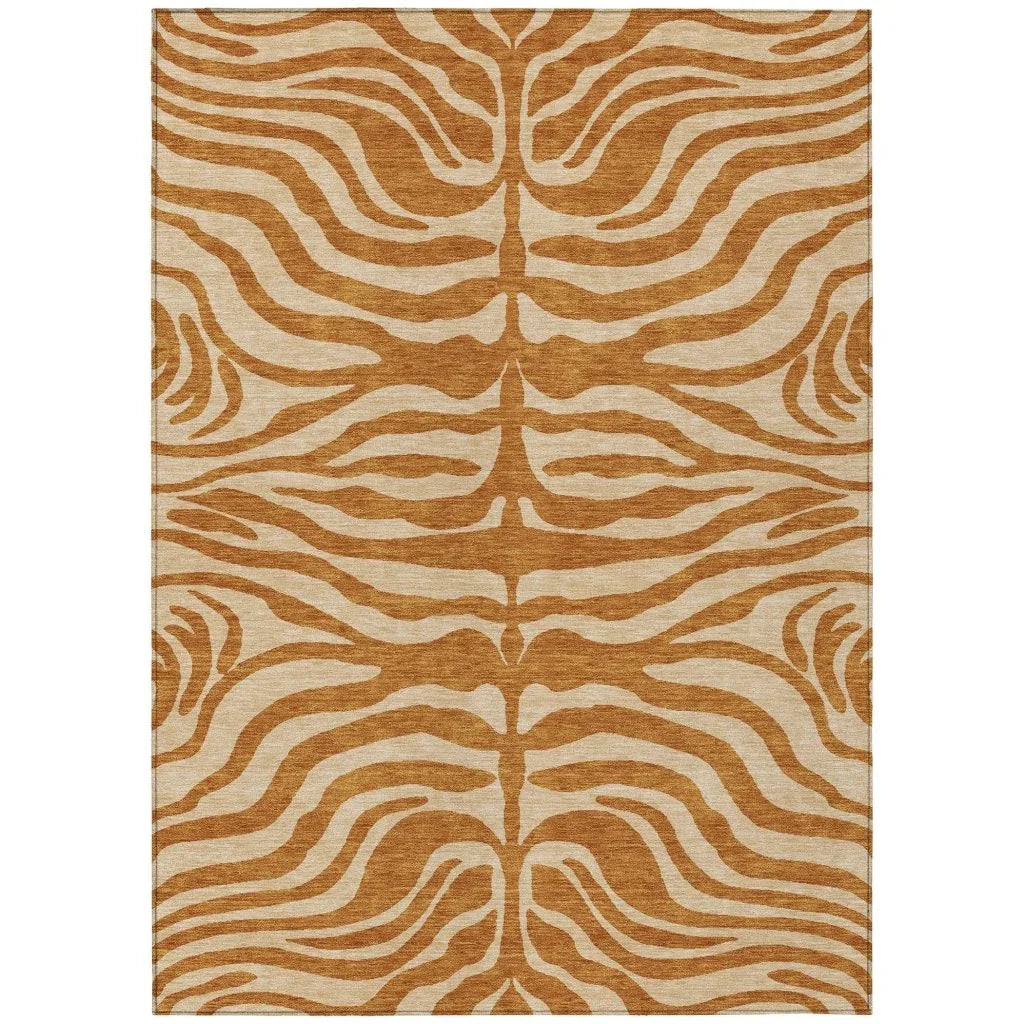 Solstice Orange Washable Indoor-Outdoor Rug-Outdoor Rugs-LOOMLAN Rugs-2'6" x 3'10"-LOOMLAN
