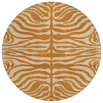 Solstice Orange Washable Indoor-Outdoor Rug-Outdoor Rugs-LOOMLAN Rugs-8' x 8'-LOOMLAN