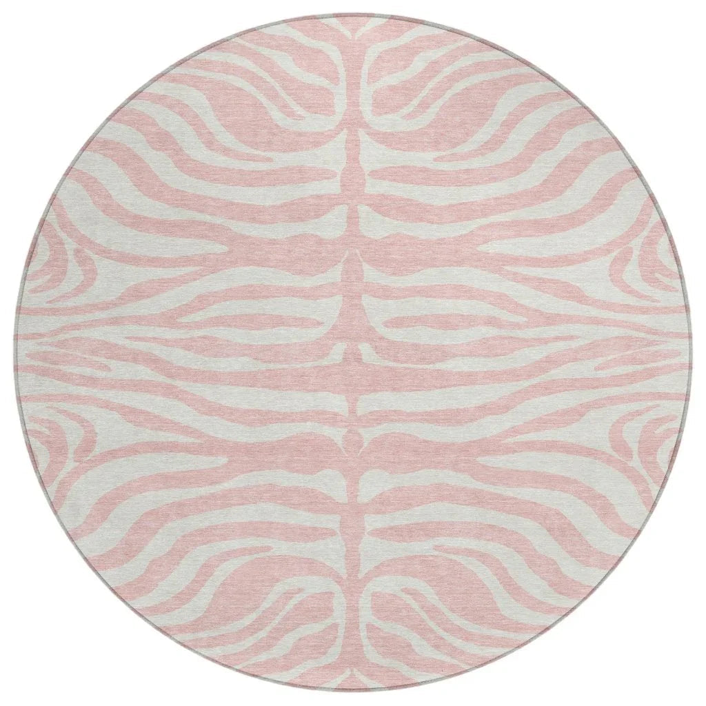 Solstice Pink Washable Indoor-Outdoor Rug-Outdoor Rugs-LOOMLAN Rugs-8' x 8'-LOOMLAN
