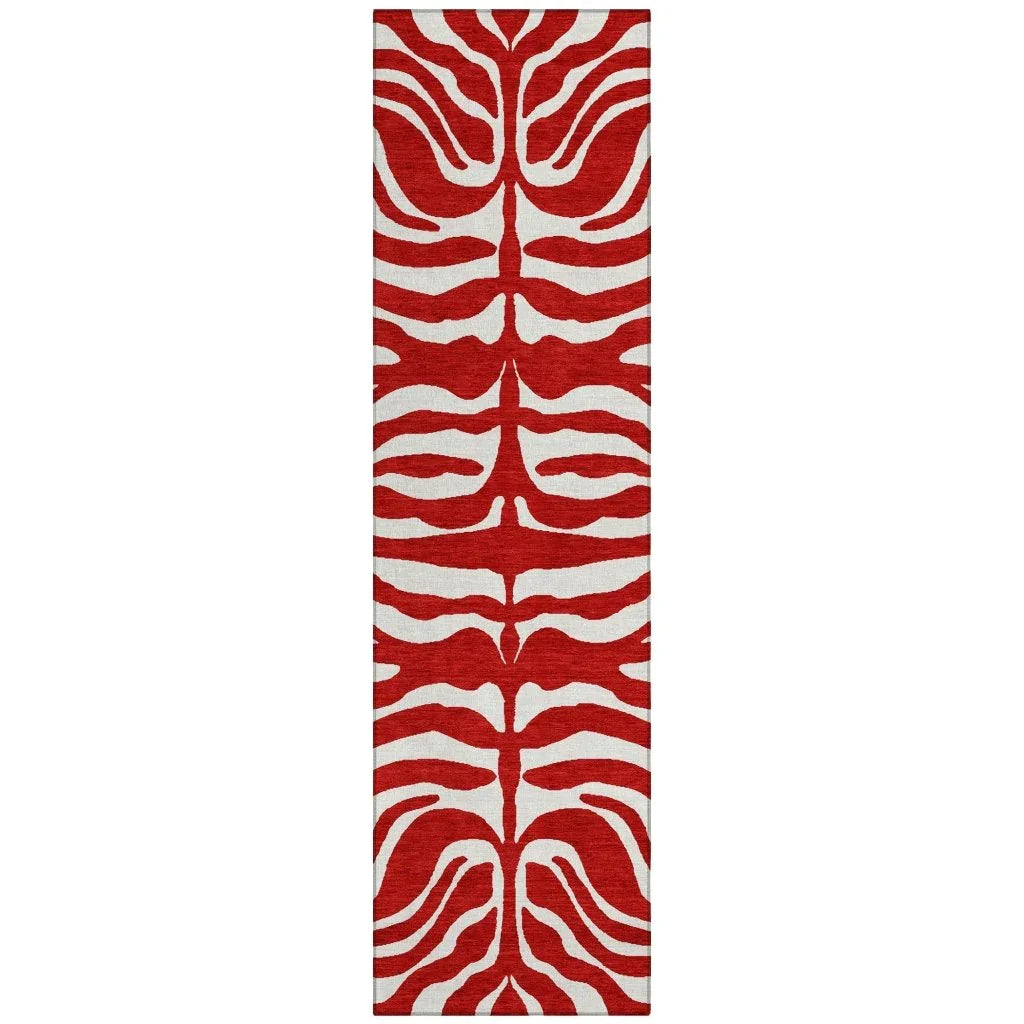 Solstice Red Washable Indoor-Outdoor Rug-Outdoor Rugs-LOOMLAN Rugs-2'3" x 7'6"-LOOMLAN