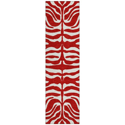 Solstice Red Washable Indoor-Outdoor Rug-Outdoor Rugs-LOOMLAN Rugs-2'3" x 7'6"-LOOMLAN