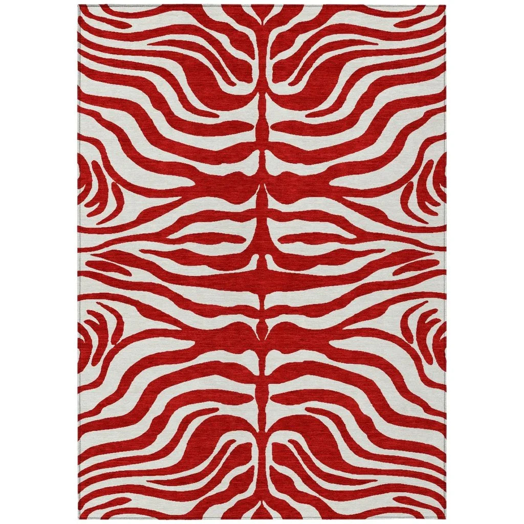 Solstice Red Washable Indoor-Outdoor Rug-Outdoor Rugs-LOOMLAN Rugs-2'6" x 3'10"-LOOMLAN
