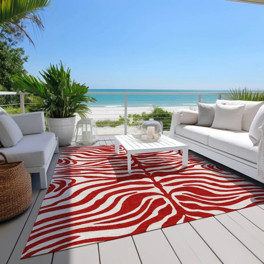 Solstice Red Washable Indoor-Outdoor Rug-Outdoor Rugs-LOOMLAN Rugs-LOOMLAN