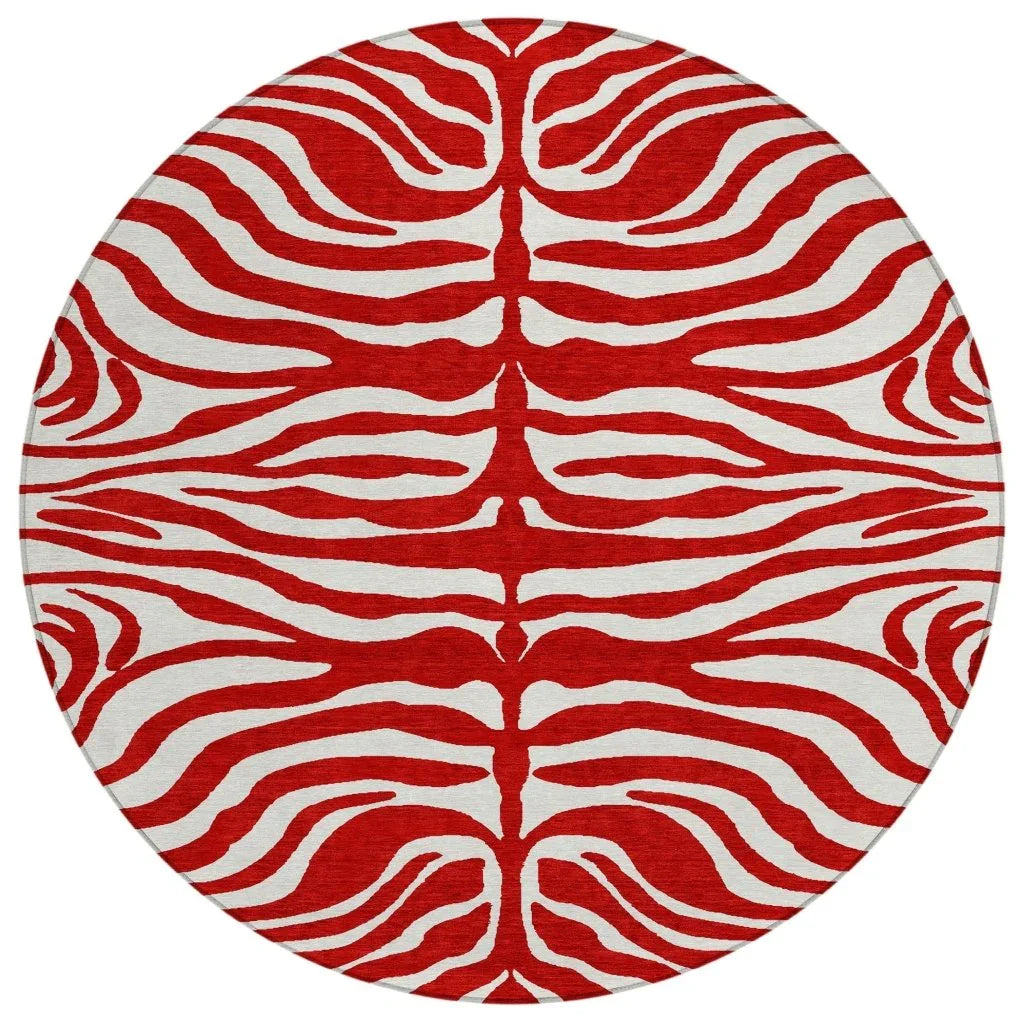 Solstice Red Washable Indoor-Outdoor Rug-Outdoor Rugs-LOOMLAN Rugs-8' x 8'-LOOMLAN