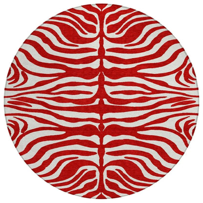 Solstice Red Washable Indoor-Outdoor Rug-Outdoor Rugs-LOOMLAN Rugs-8' x 8'-LOOMLAN