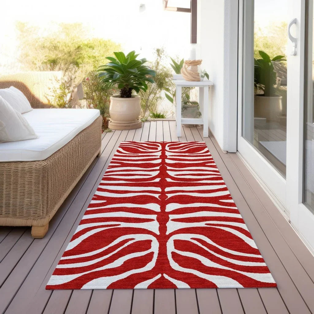 Solstice Red Washable Indoor-Outdoor Rug-Outdoor Rugs-LOOMLAN Rugs-LOOMLAN
