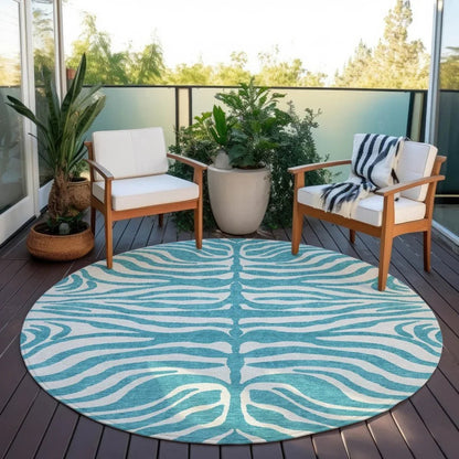 Solstice Teal Washable Indoor-Outdoor Rug-Outdoor Rugs-LOOMLAN Rugs-LOOMLAN