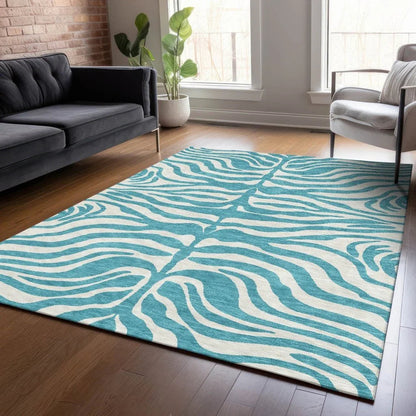 Solstice Teal Washable Indoor-Outdoor Rug-Outdoor Rugs-LOOMLAN Rugs-LOOMLAN