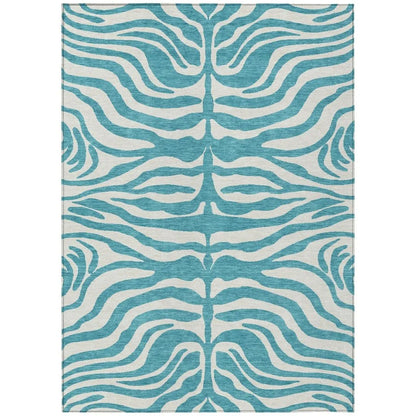 Solstice Teal Washable Indoor-Outdoor Rug-Outdoor Rugs-LOOMLAN Rugs-2'6" x 3'10"-LOOMLAN