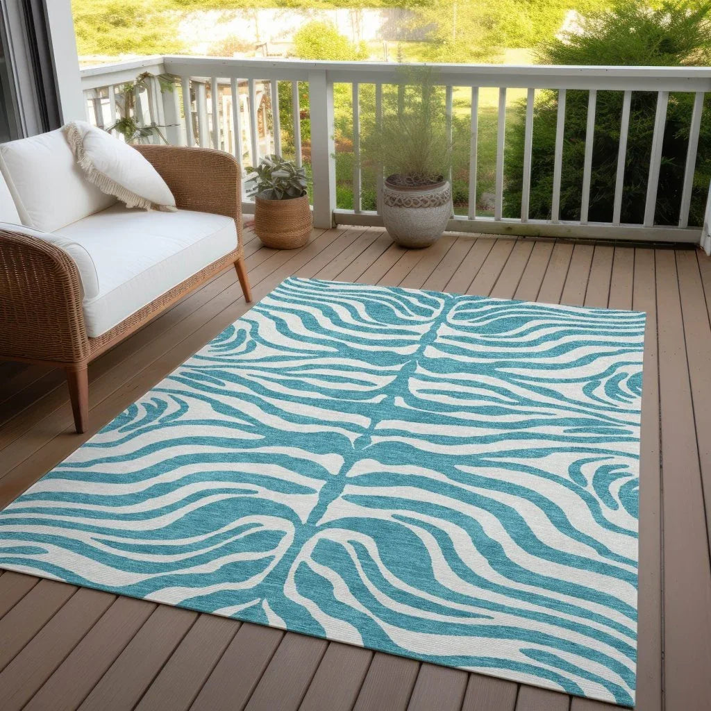 Solstice Teal Washable Indoor-Outdoor Rug-Outdoor Rugs-LOOMLAN Rugs-LOOMLAN