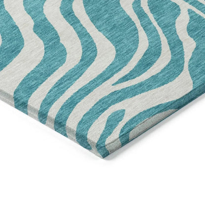 Solstice Teal Washable Indoor-Outdoor Rug-Outdoor Rugs-LOOMLAN Rugs-LOOMLAN