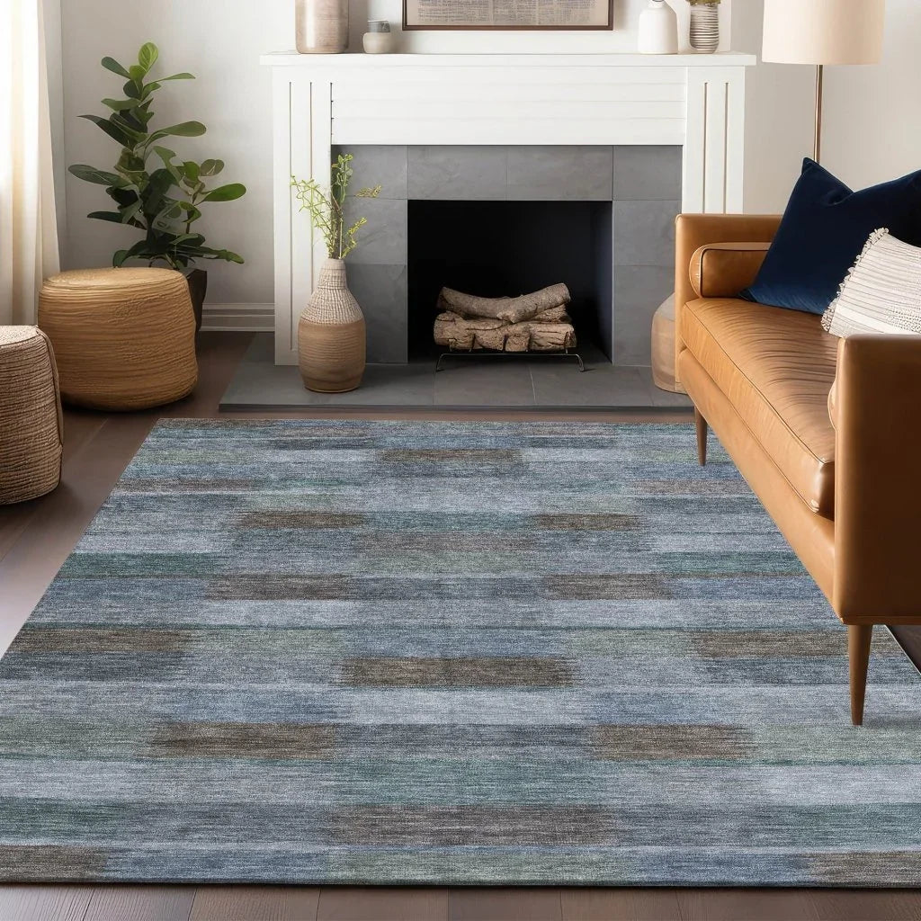 Solvia Blue Washable Indoor - Outdoor Rug - LOOMLAN - LOOMLAN Rugs - Outdoor Rugs