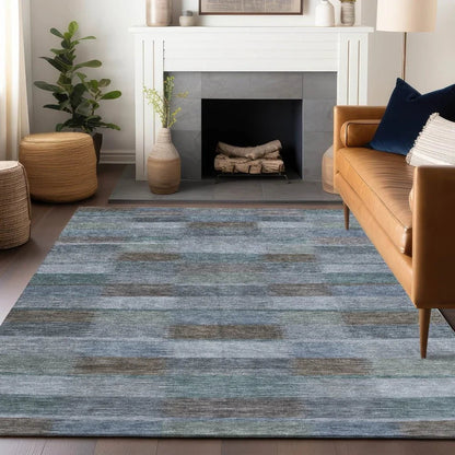 Solvia Blue Washable Indoor - Outdoor Rug - LOOMLAN - LOOMLAN Rugs - Outdoor Rugs