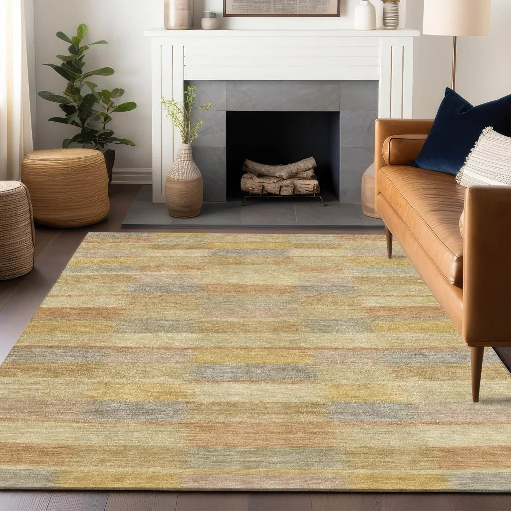 Solvia Gold Washable Indoor - Outdoor Rug - LOOMLAN - LOOMLAN Rugs - Outdoor Rugs