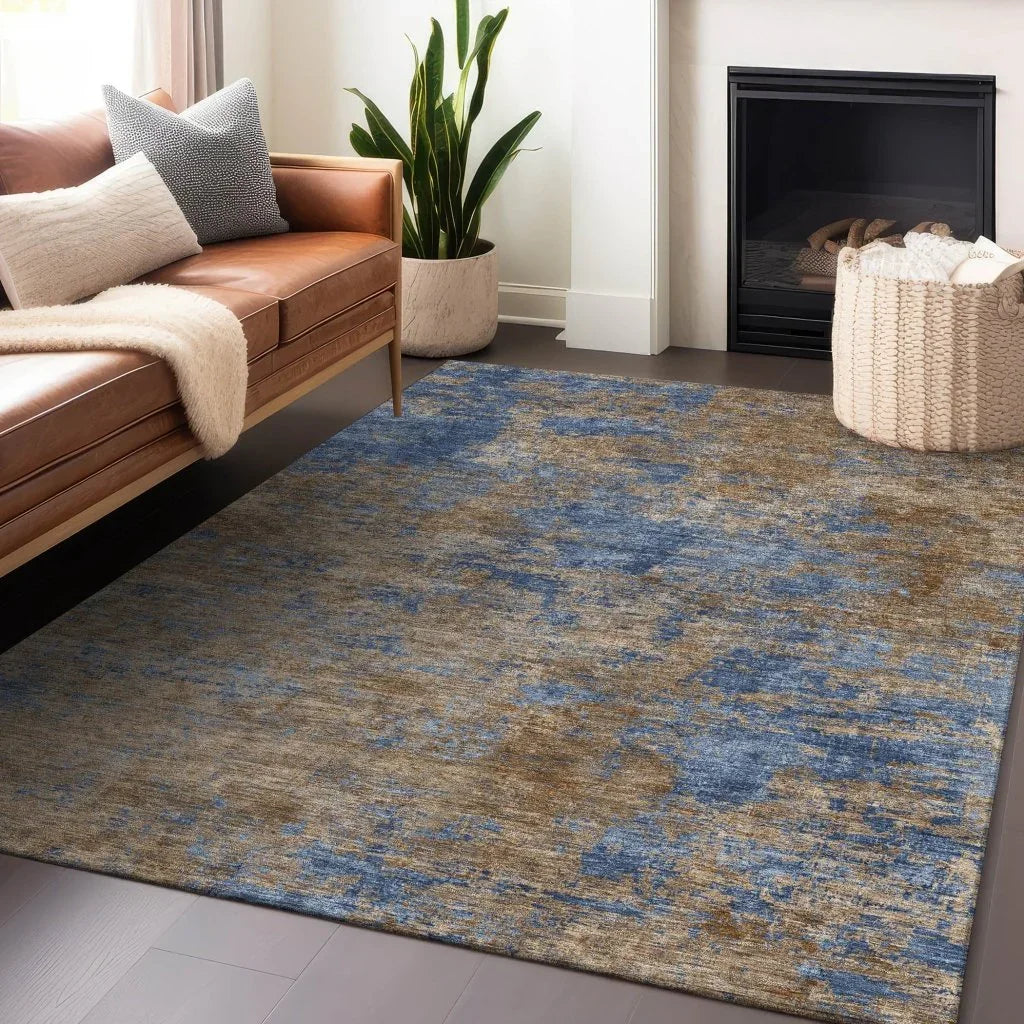 Sonata Blue Washable Indoor-Outdoor Rug-Outdoor Rugs-LOOMLAN Rugs-LOOMLAN