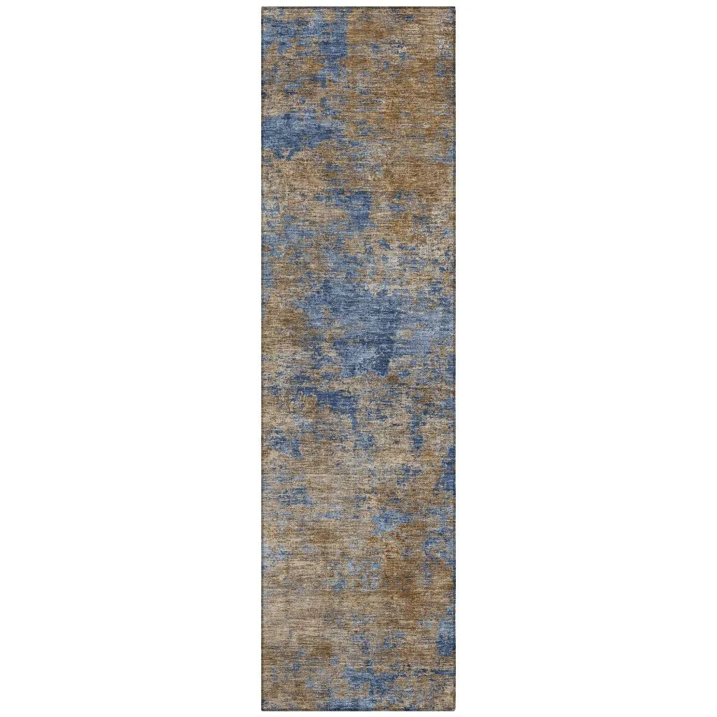 Sonata Blue Washable Indoor-Outdoor Rug-Outdoor Rugs-LOOMLAN Rugs-2'3" x 7'6"-LOOMLAN