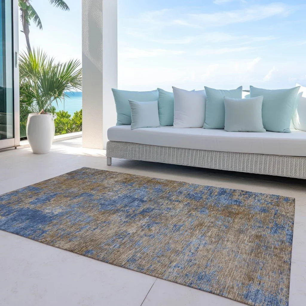 Sonata Blue Washable Indoor-Outdoor Rug-Outdoor Rugs-LOOMLAN Rugs-LOOMLAN