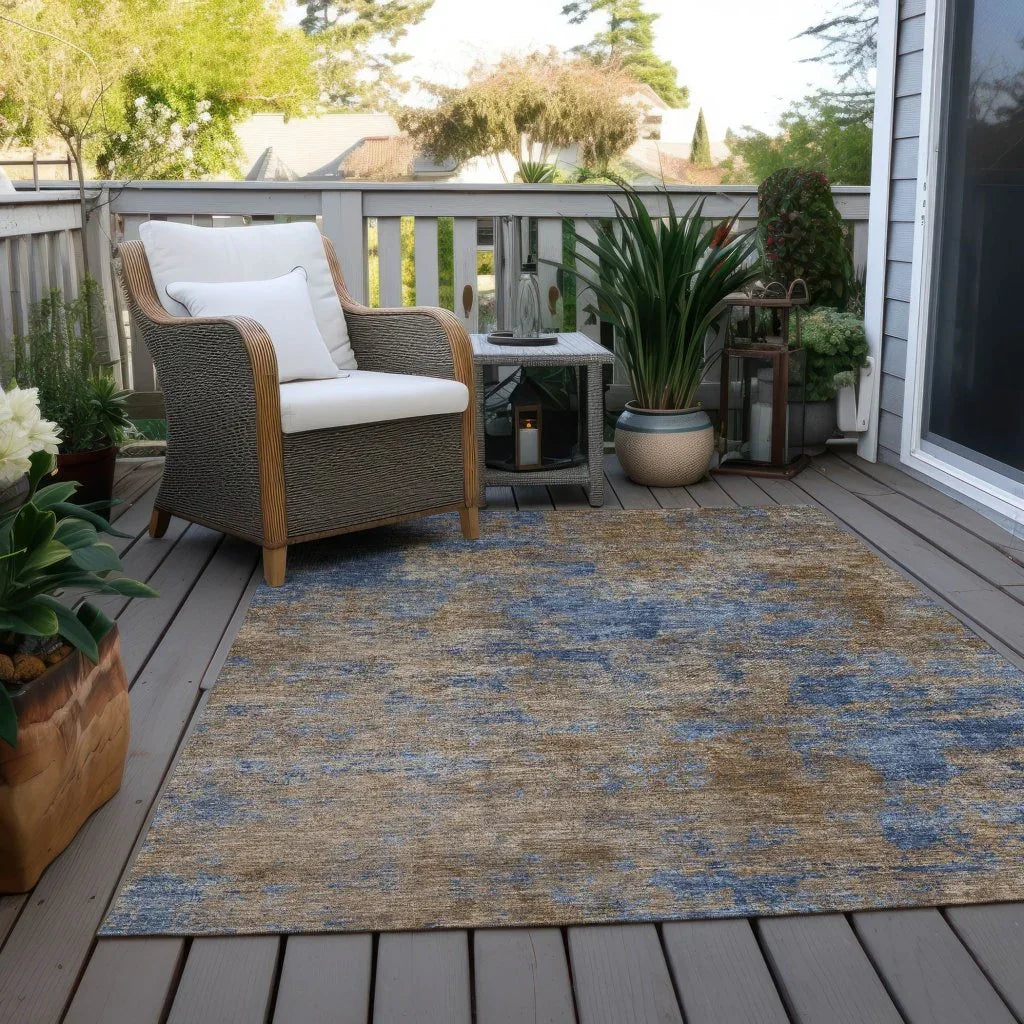 Sonata Blue Washable Indoor-Outdoor Rug-Outdoor Rugs-LOOMLAN Rugs-LOOMLAN