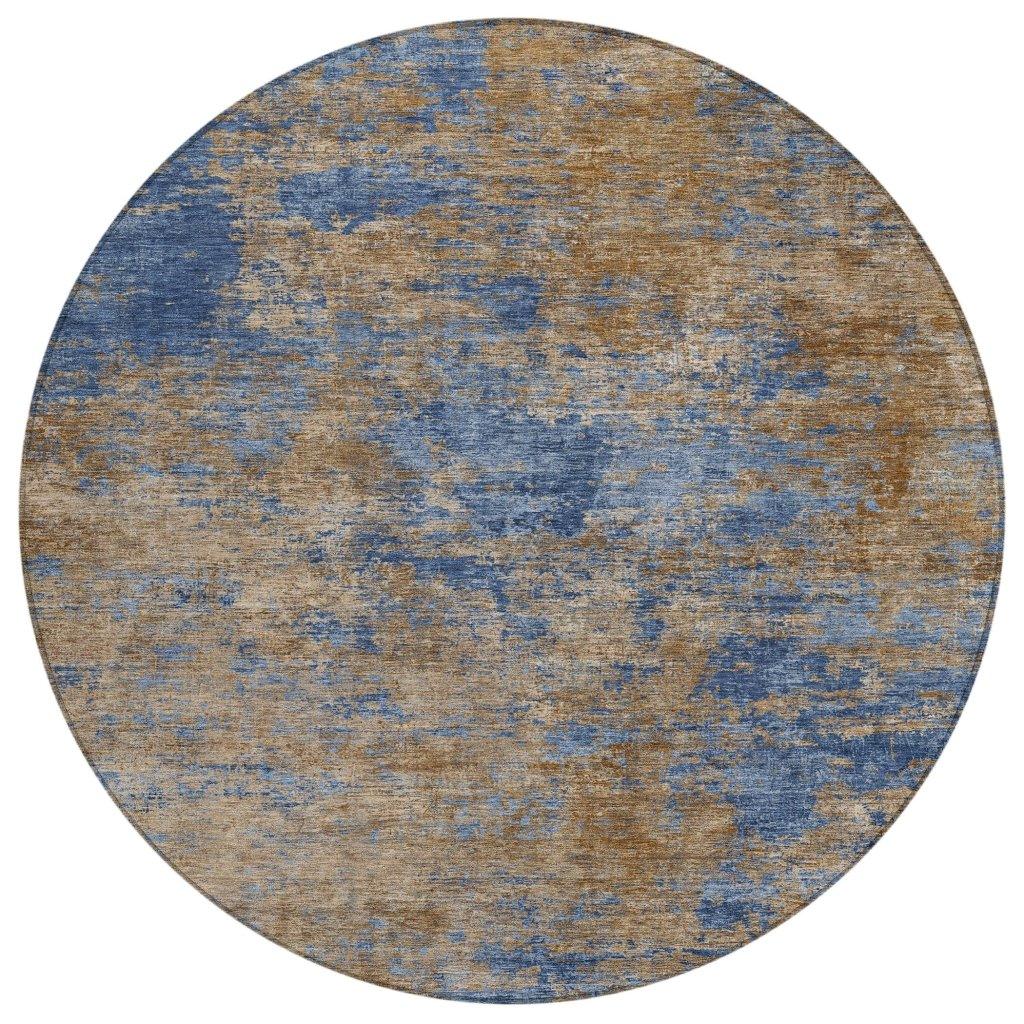 Sonata Blue Washable Indoor-Outdoor Rug-Outdoor Rugs-LOOMLAN Rugs-8' x 8'-LOOMLAN