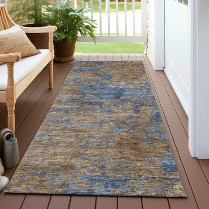 Sonata Blue Washable Indoor-Outdoor Rug-Outdoor Rugs-LOOMLAN Rugs-LOOMLAN