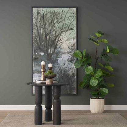 Sonel Wooden Black Pedestal Foyer Table