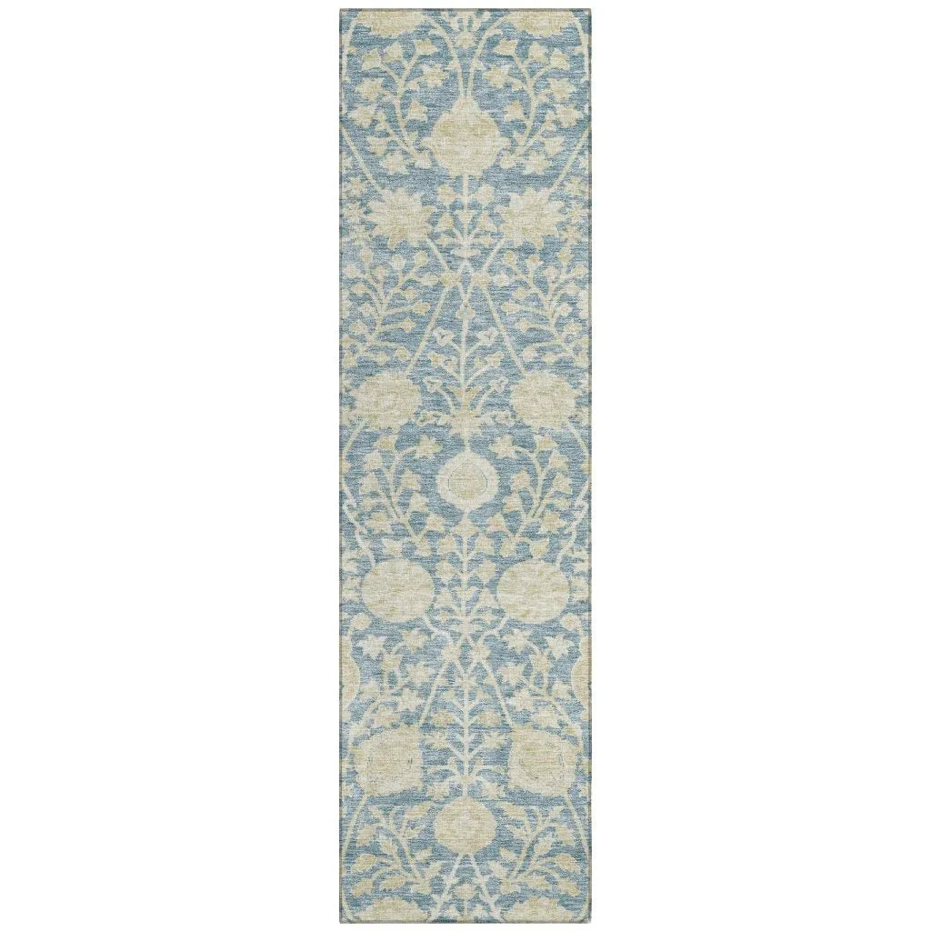 Sonnet Blue Washable Indoor-Outdoor Rug-Outdoor Rugs-LOOMLAN Rugs-2'3" x 7'6"-LOOMLAN
