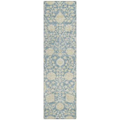 Sonnet Blue Washable Indoor-Outdoor Rug-Outdoor Rugs-LOOMLAN Rugs-2'3" x 7'6"-LOOMLAN