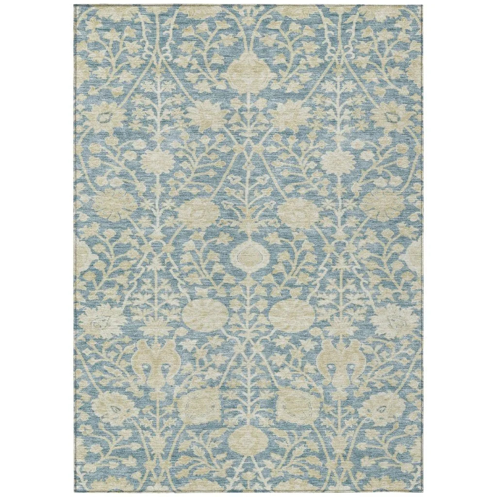 Sonnet Blue Washable Indoor-Outdoor Rug-Outdoor Rugs-LOOMLAN Rugs-2'6" x 3'10"-LOOMLAN