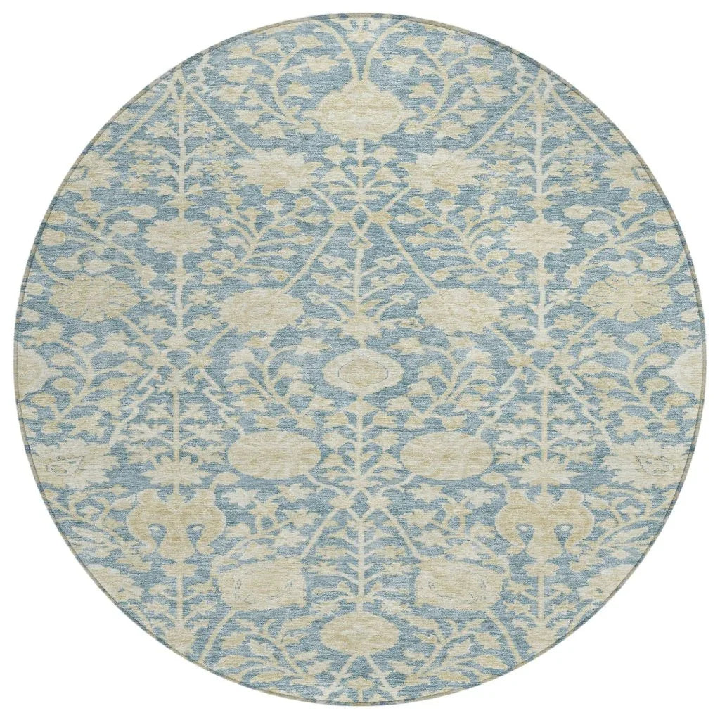 Sonnet Blue Washable Indoor-Outdoor Rug-Outdoor Rugs-LOOMLAN Rugs-8' x 8'-LOOMLAN