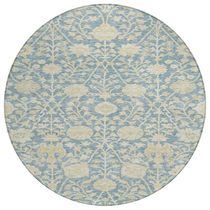 Sonnet Blue Washable Indoor-Outdoor Rug-Outdoor Rugs-LOOMLAN Rugs-8' x 8'-LOOMLAN