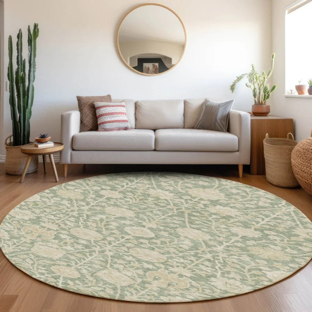 Sonnet Green Washable Indoor-Outdoor Rug-Outdoor Rugs-LOOMLAN Rugs-LOOMLAN