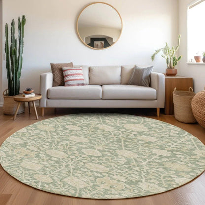 Sonnet Green Washable Indoor-Outdoor Rug-Outdoor Rugs-LOOMLAN Rugs-LOOMLAN