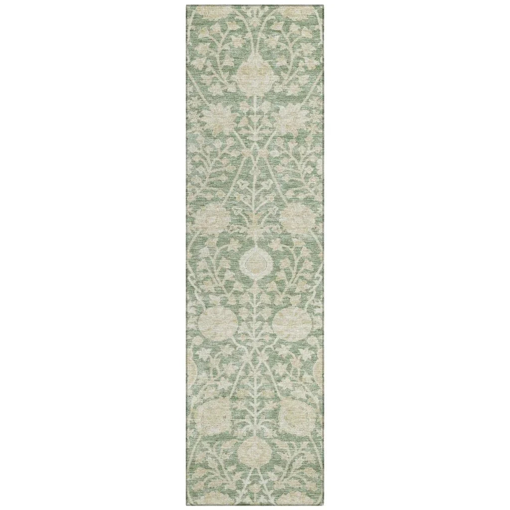 Sonnet Green Washable Indoor-Outdoor Rug-Outdoor Rugs-LOOMLAN Rugs-2'3" x 7'6"-LOOMLAN
