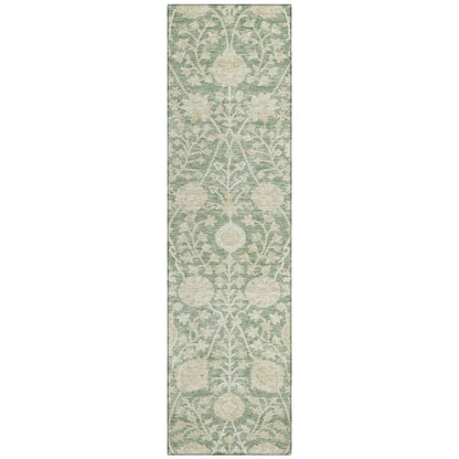 Sonnet Green Washable Indoor-Outdoor Rug-Outdoor Rugs-LOOMLAN Rugs-2'3" x 7'6"-LOOMLAN
